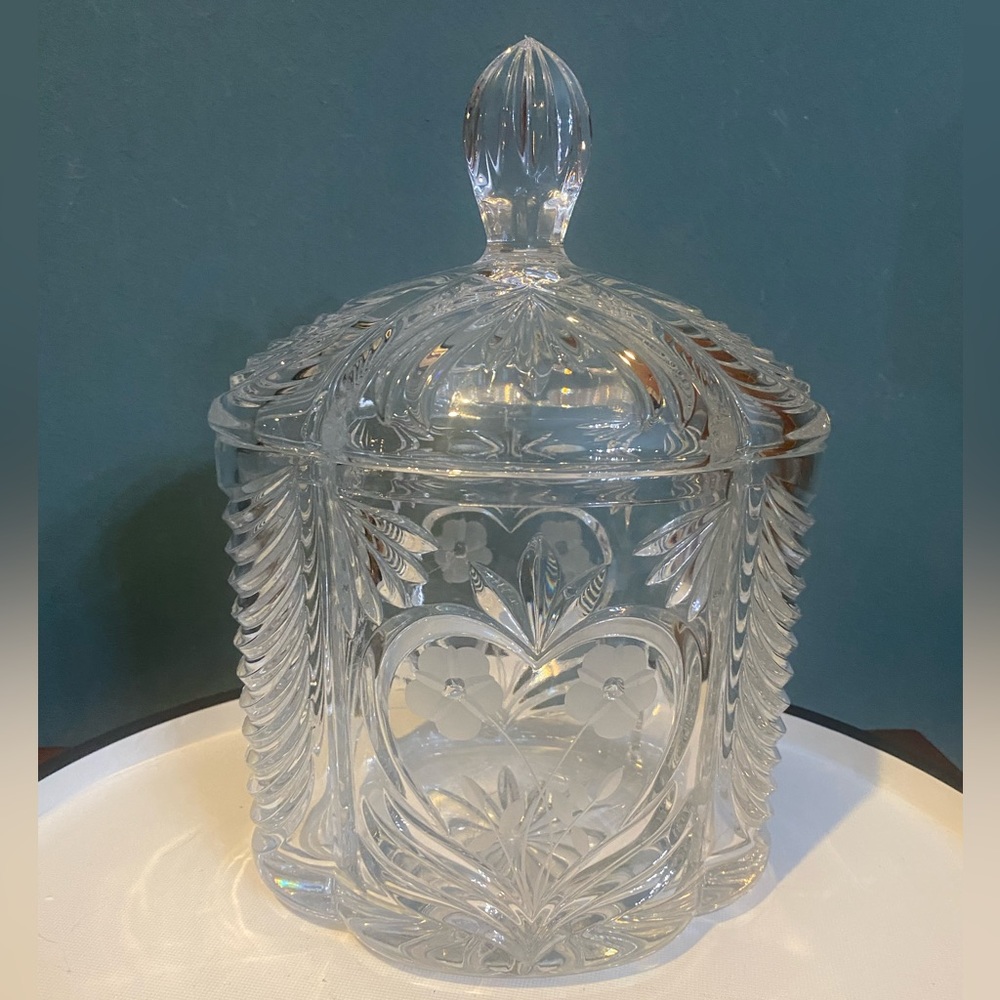 Vintage Imperlux Biscuit Barrel With Lid IPX8 Grey Cut Flowers/Heart/Fan *Read*